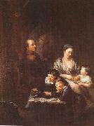 Artists family before the portrait of Johann Georg Sulzer